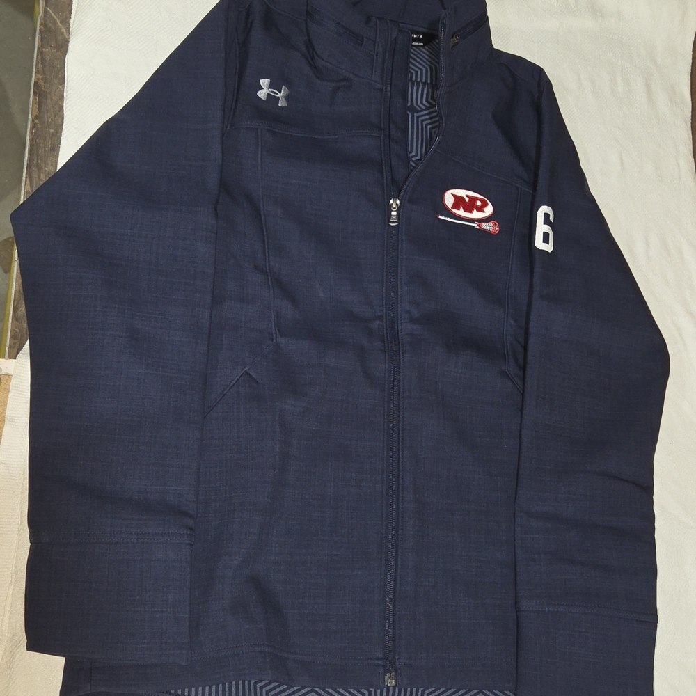 Under Armour Women's Navy Blue Full-Zip Jacket with Number Patch